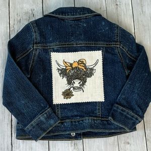 Toddler Girls Bleached Jean Jacket Highlands Cow Sz. 2T